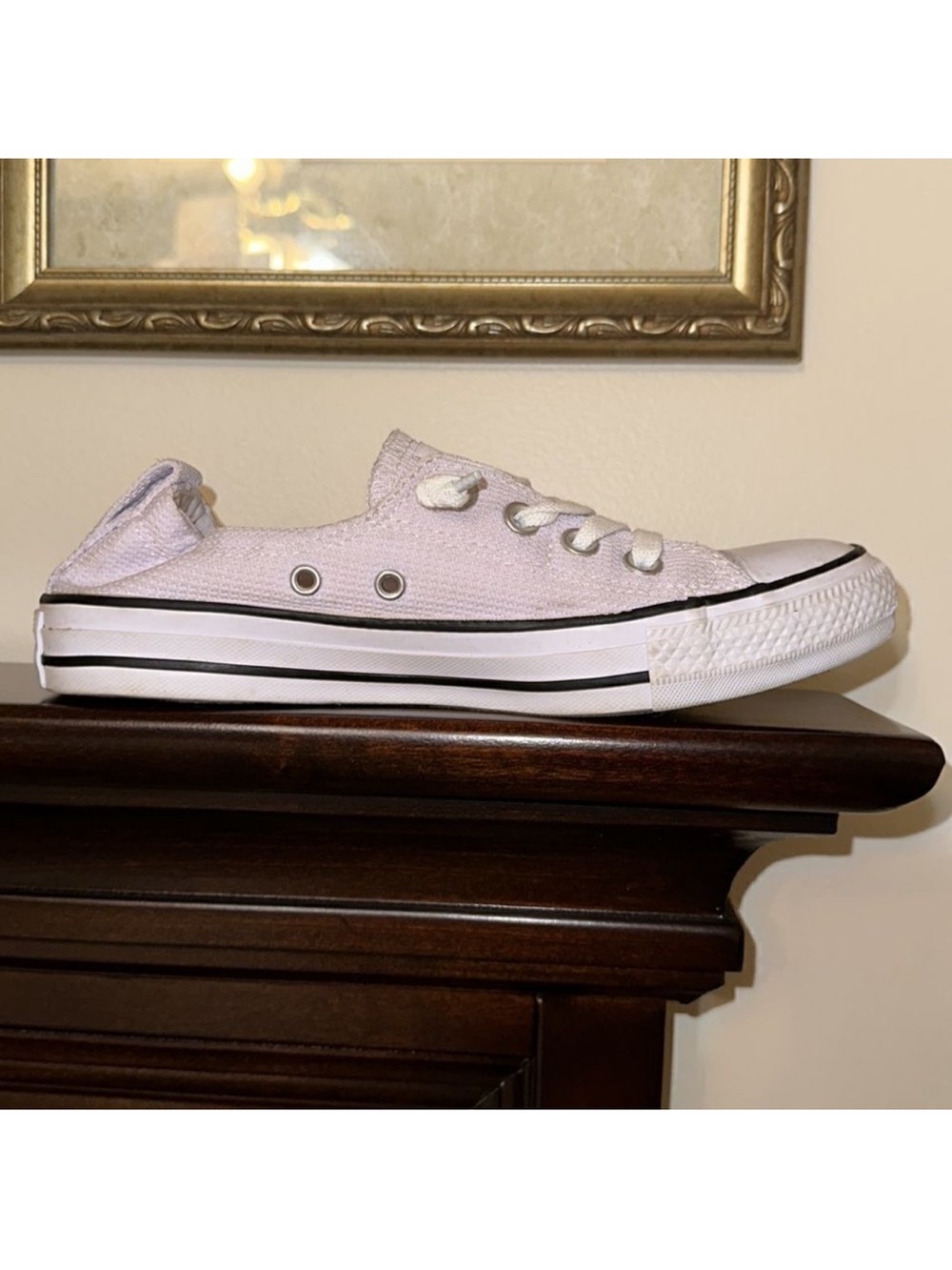 Converse 7 Women’s White Textured Canvas Slip On Lace up Skateboard Shoes Sneaks - Picture 3 of 15
